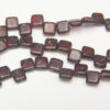 Frosted Picasso Garnet 2-Hole 6mm Tile Beads