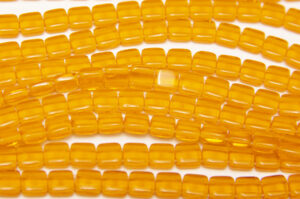 Transparent Tangerine 2-Hole 6mm Tile Beads