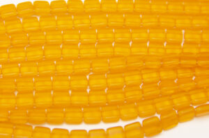 Frosted Tangerine 2-Hole 6mm Tile Beads