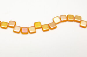 Frosted Tangerine AB 2-Hole 6mm Tile Beads