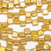 Deep Amber Checker Stenciled 2-Hole 6mm Tile Beads