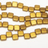 Satin Old Gold 2-Hole 6mm Tile Beads