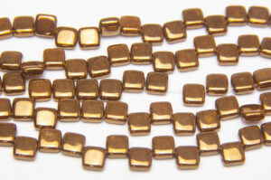 Metallic Bronze 2-Hole 6mm Tile Beads