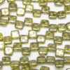Olivine Checker Stenciled 2-Hole 6mm Tile Beads
