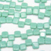Opaque Turquoise 2-Hole 6mm Tile Beads