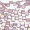 Amethyst Checker Stenciled 2-Hole 6mm Tile Beads
