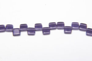 Transparent Purple 2-Hole 6mm Tile Beads