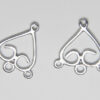 Silver Heart Chandelier Earring Connectors
