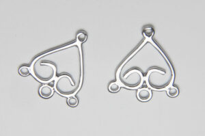 Silver Heart Chandelier Earring Connectors