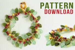 Christmas Holly Wreath Decoration with Beaded Leaves Pattern Download