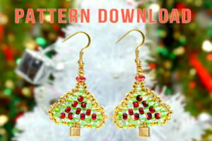 Twin Bead Christmas Tree Earrings Pattern Download