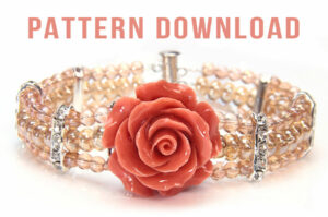 Beginners 3 Strand Bracelet with Gemstone Rose Focal Bead Pattern Download