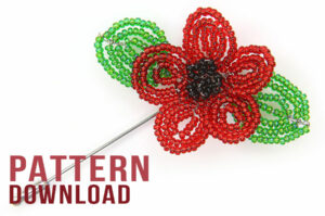Precious Poppy French Beaded Flower Brooch Pattern Download