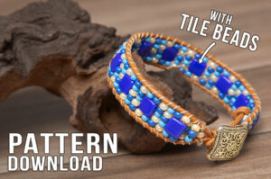 Stepping Stones Tile Bead Leather Wrap Bracelet Pattern Download