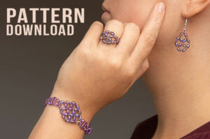 Valeria Netted Crystal Bracelet, Ring and Earrings Pattern Download