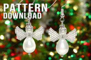 Pearl Angel Earrings with Brick Stitch Wings Pattern Download