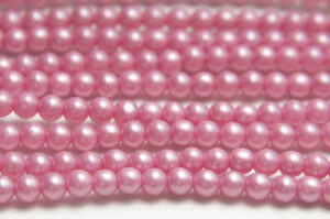 4mm Satin Candy Pink Round Czech Glass Beads