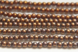 4mm Fumed Metallic Copper Round Czech Glass Beads