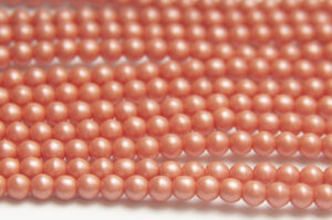 4mm Satin Apricot Round Czech Glass Beads