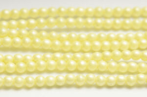 4mm Satin Canary Yellow Round Czech Glass Beads