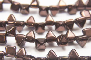 Metallic Rose Copper 2-Hole Pyramid