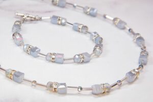 Luster Storm Blue Heart of Paris Necklace and Bracelet Kit