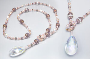 Lavender and Lace Coco Lariat Necklace, Bracelet and Earrings