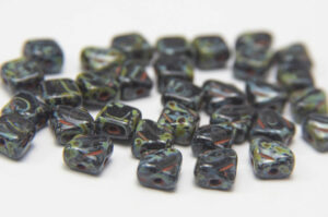 Opaque Olive Picasso Czech Silky Beads