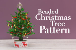 French Beaded Christmas Tree Decoration with Peyote Stitch Base Pattern Download