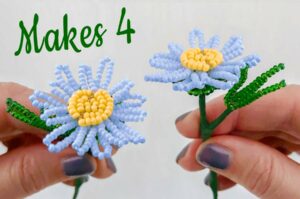 Blue Marguerite Daisy Beaded Flowers Kit - Makes 4
