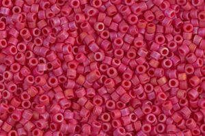Matte Opaque Red AB Delica Beads