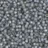 White Lined Grey AB Delica Beads
