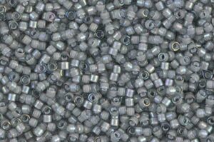 White Lined Grey AB Delica Beads