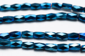 Electric Blue Facetted Crystal Bugles