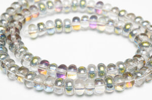 6x4mm Pixie Green Crystal Aurora Rondelles