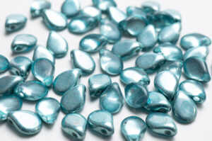 Semi Metallic Aquamarine Pip Beads