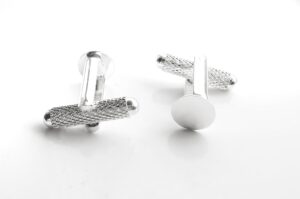 Bright Silver Glue On Cuff Links