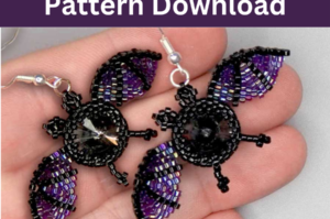 Crystal Beaded Bat Earrings Downloadable Pattern