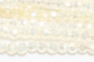 4mm Alabaster Cream AB Facetted Round Crystals