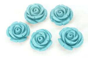 17mm Blue Turquoise Rose Gemstone Flower Beads