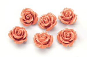 15mm Light Coral Rose Gemstone Flower Beads