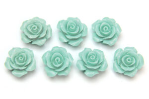 15mm Alabaster Seafoam Open Rose Gemstone Flower Beads