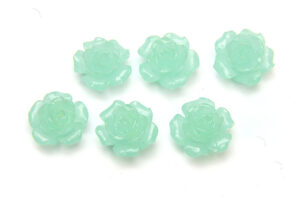 12mm Alabaster Seafoam Open Rose Gemstone Flower Beads