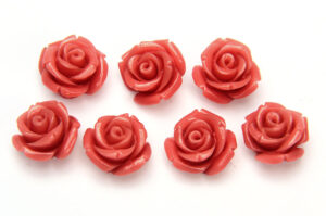 12mm Coral Rose Gemstone Flower Beads