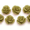 12mm Willow Green Rose Gemstone Flower Beads