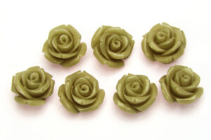 12mm Willow Green Rose Gemstone Flower Beads