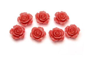 10mm Poppy Red Open Rose Gemstone Flower Beads
