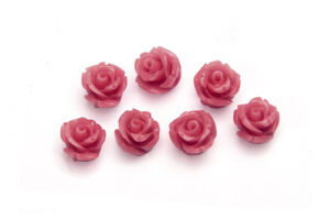 7mm Magenta Rose Gemstone Flower Beads