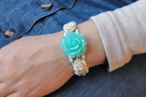 Blue Ivory Crystal Bloom Gemstone Flower Bracelet Kit