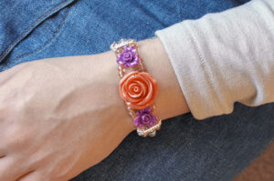 Violet Sunset Crystal Bloom Gemstone Flower Bracelet Kit